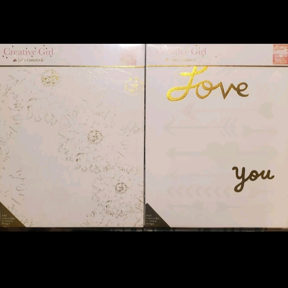 2 NEW CREATIVE GIRL JULIE COMSTOCK WATERCOLOR ART BLOCKS. FLOWERS/ LOVE YOU